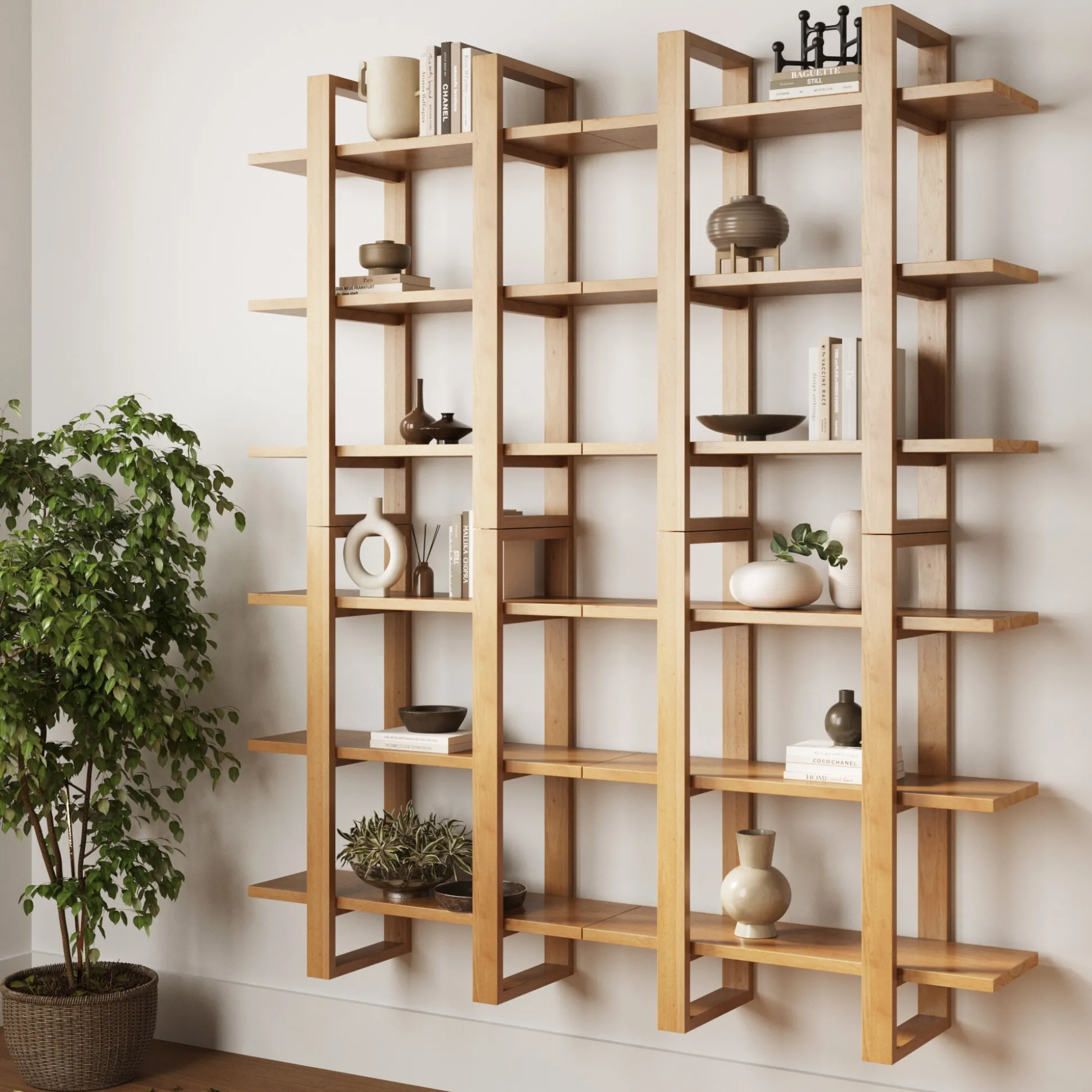 Solid Wood Wall Shelves Warm Pine (Set of 4)