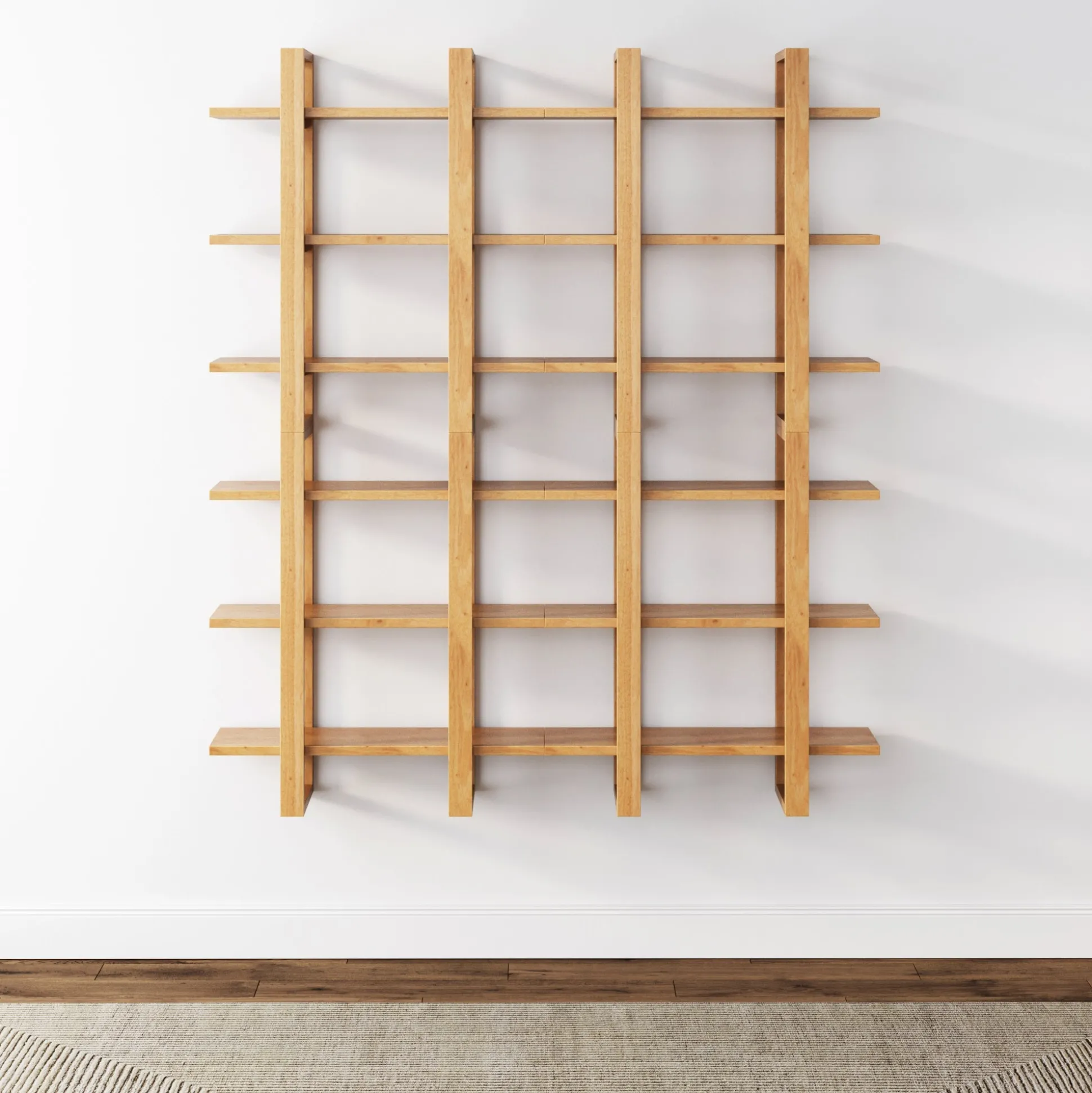 Solid Wood Wall Shelves Warm Pine (Set of 4)