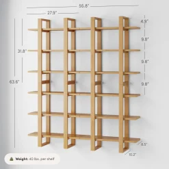Solid Wood Wall Shelves Warm Pine (Set of 4)