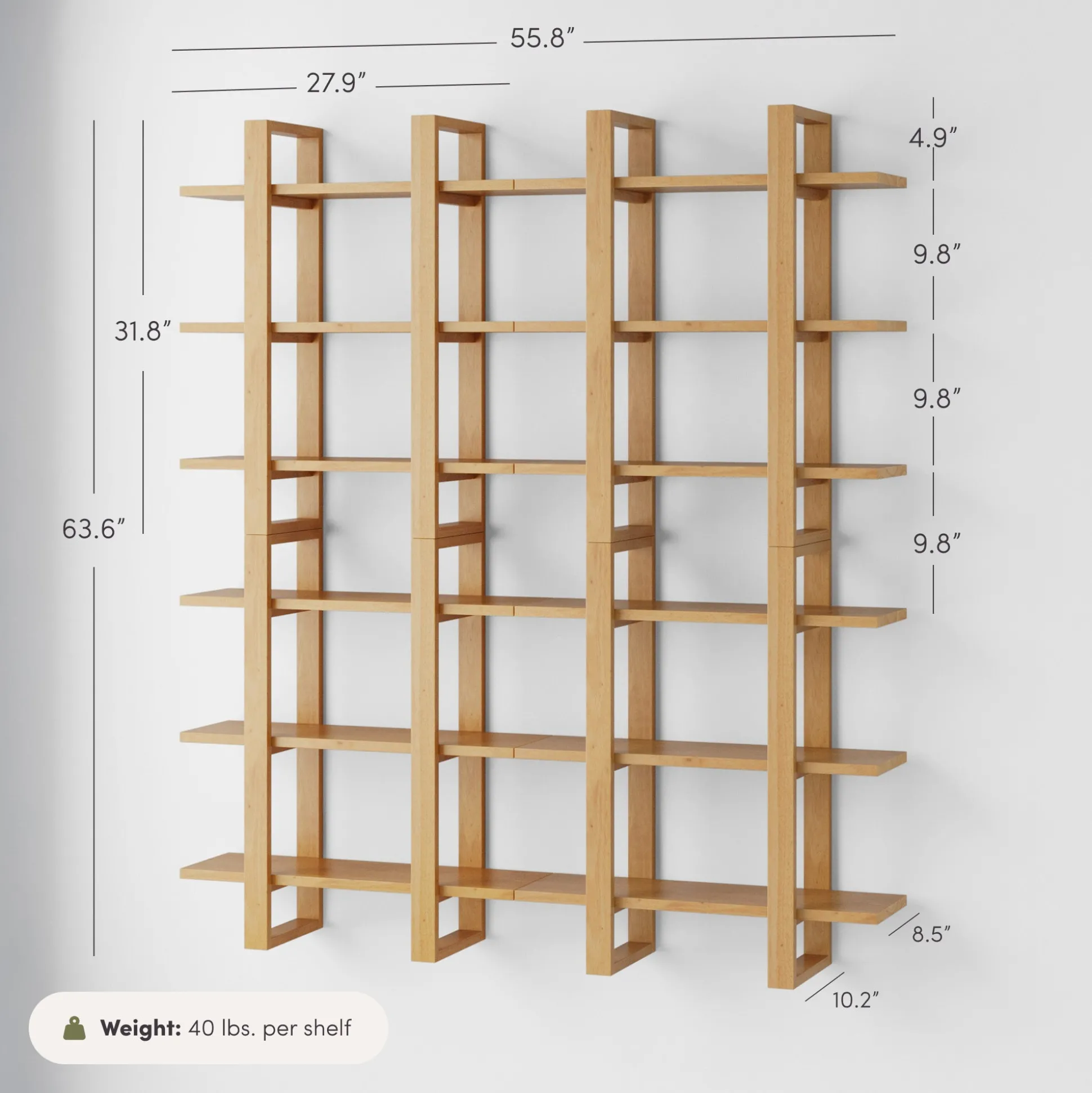 Solid Wood Wall Shelves Warm Pine (Set of 4)