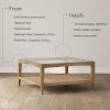 Square Glass & Rattan Coffee Table with Solid Wood Legs