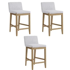 Upholstered Counter Height Bar Stool w/ Back Gray (Set of 3)