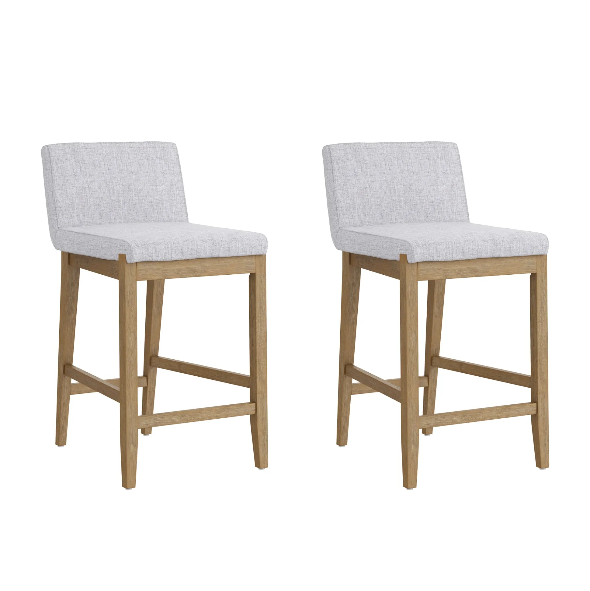 Upholstered Counter Height Bar Stool w/ Back Gray (Set of 2)