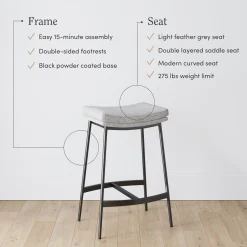 Upholstered Counter Height Saddle Bar Stools Gray (Set of 3)