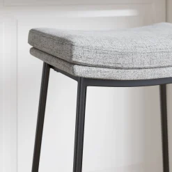 Upholstered Counter Height Saddle Bar Stools Gray (Set of 3)