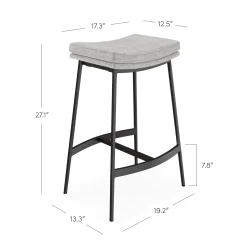 Upholstered Counter Height Saddle Bar Stools Gray (Set of 2)