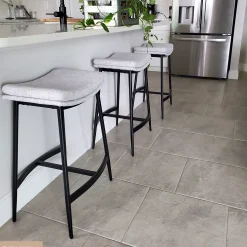 Upholstered Counter Height Saddle Bar Stool Gray
