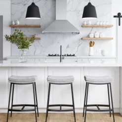 Upholstered Counter Height Saddle Bar Stool Gray