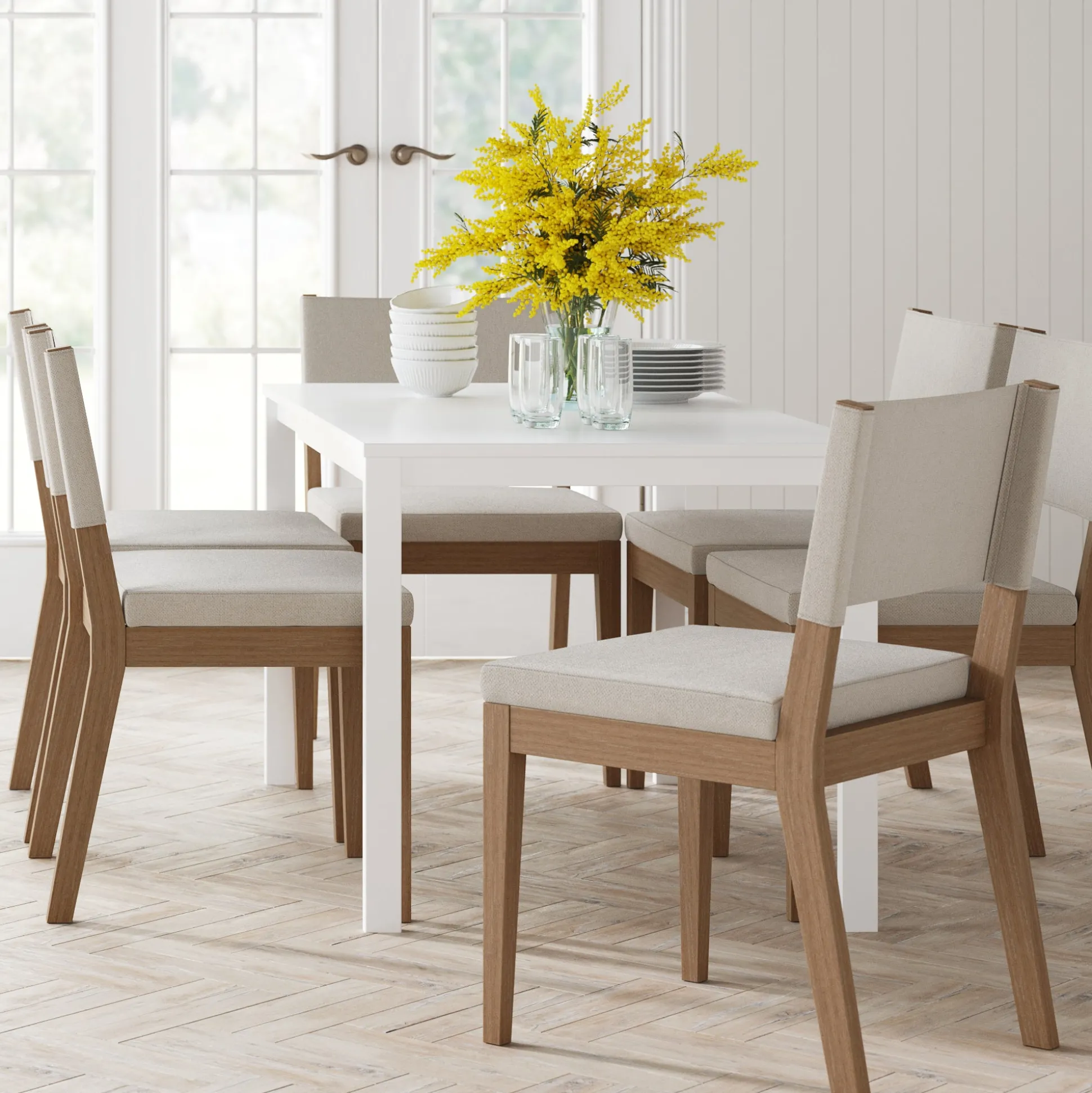 Upholstered Dining Chair Light Brown (Set of 6)