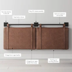 Upholstered King Wall Mount Headboard Brown