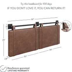 Upholstered King Wall Mount Headboard Brown