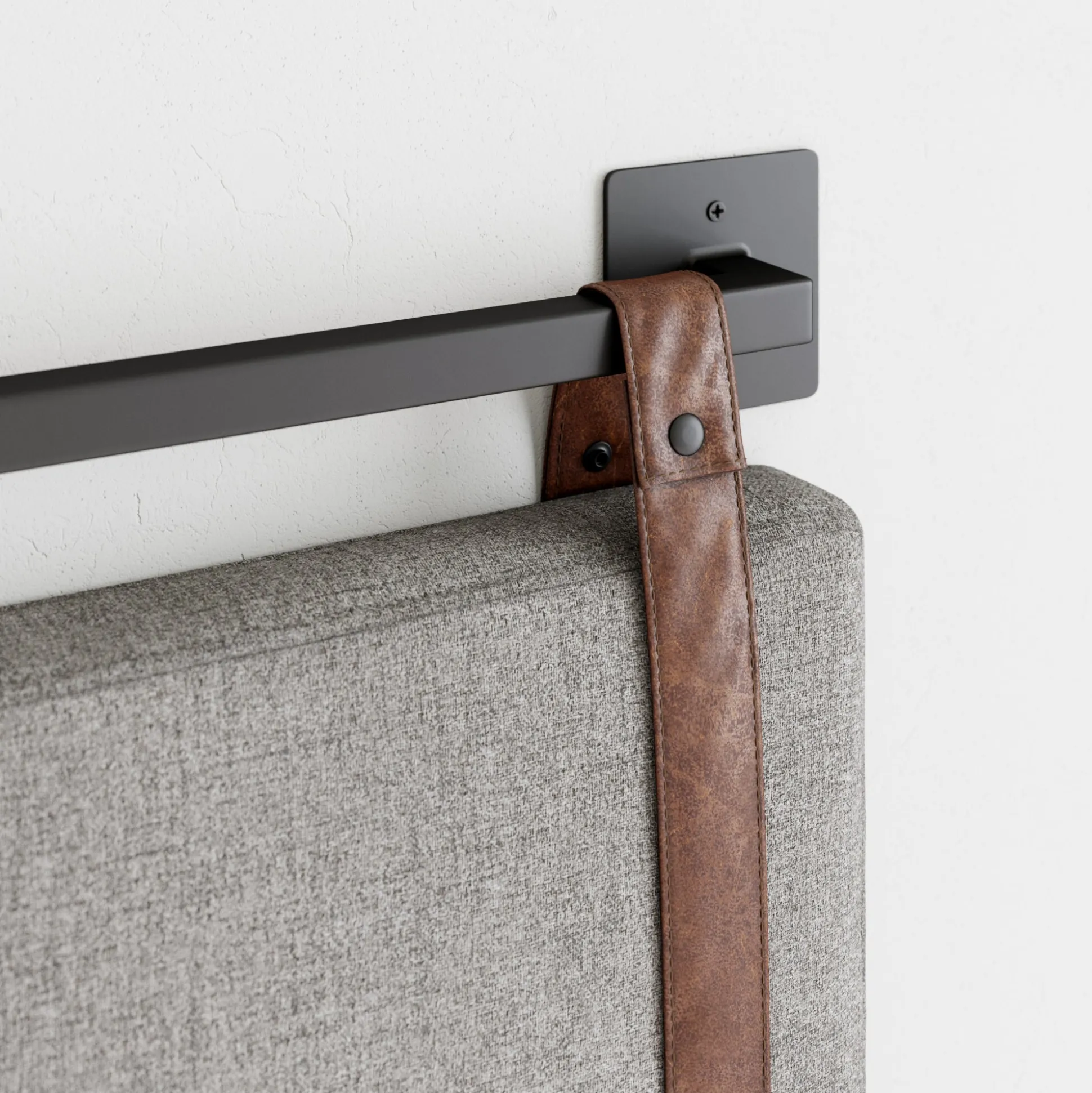 Upholstered King Wall Mount Headboard Gray