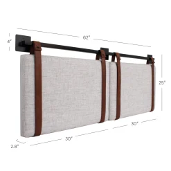 Upholstered Queen Wall Mount Headboard Gray