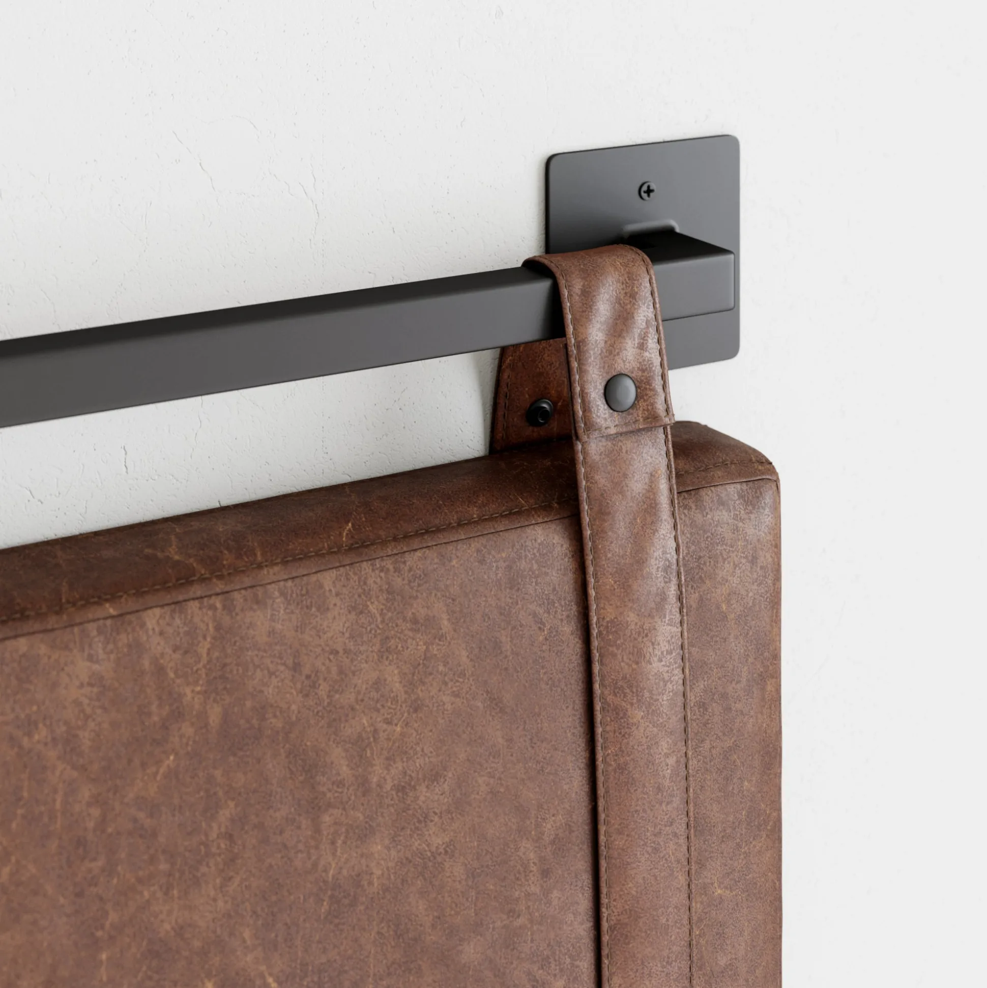 Upholstered Queen Wall Mount Headboard Brown