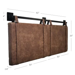 Upholstered Queen Wall Mount Headboard Brown
