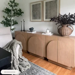 Wood Arched TV Console Stand for TVs up to 65" Oak