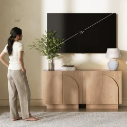 Wood Arched TV Console Stand for TVs up to 65