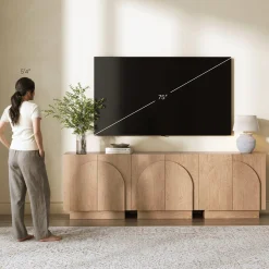 Wood Arched TV Console Stand for TVs up to 75