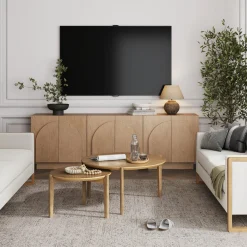 Wood Arched TV Console Stand for TVs up to 75