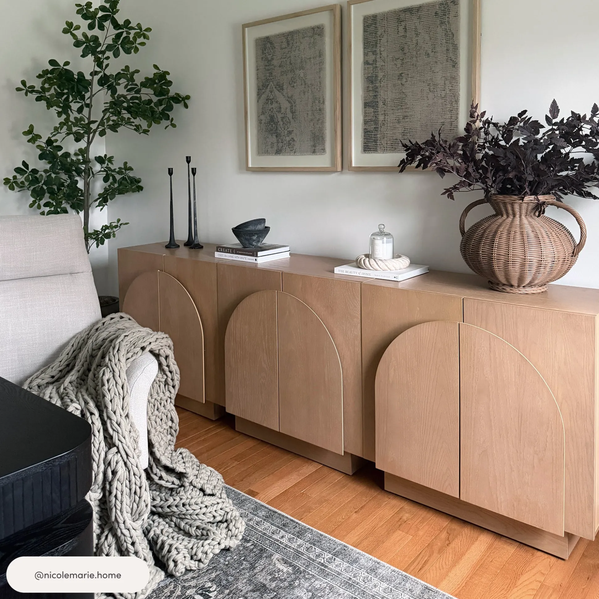 Wood Arched TV Console Stand for TVs up to 75" Oak