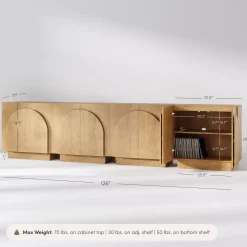 Wood Arched TV Console Stand for TVs up to 100" Brown