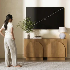 Wood Arched TV Console Stand for TVs up to 65