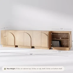 Wood Arched TV Console Stand for TVs up to 100