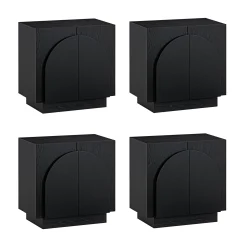 Wood Arched TV Console Stand for TVs up to 100" Black