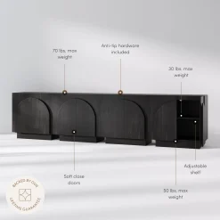 Wood Arched TV Console Stand for TVs up to 100