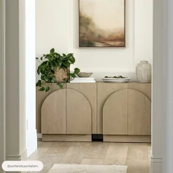 Wood Arched TV Console Stand for TVs up to 65" Gray Oak