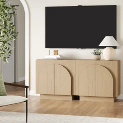 Wood Arched TV Console Stand for TVs up to 65