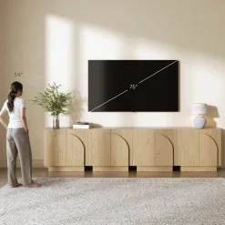 Wood Arched TV Console Stand for TVs up to 100