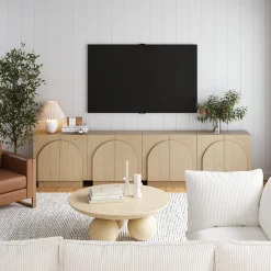 Wood Arched TV Console Stand for TVs up to 100