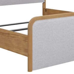 Wood Bed Frame in Feather Gray Upholstery | Size King