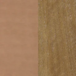 Wood Bed Frame in Light Brown Faux Leather | Size Queen