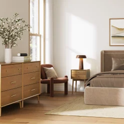 Wood Bedroom Set with 2 Dressers and 2 Nightstands Light Acacia