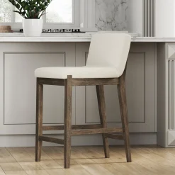 Wood Boucle Counter Height Bar Stool Dark Brown