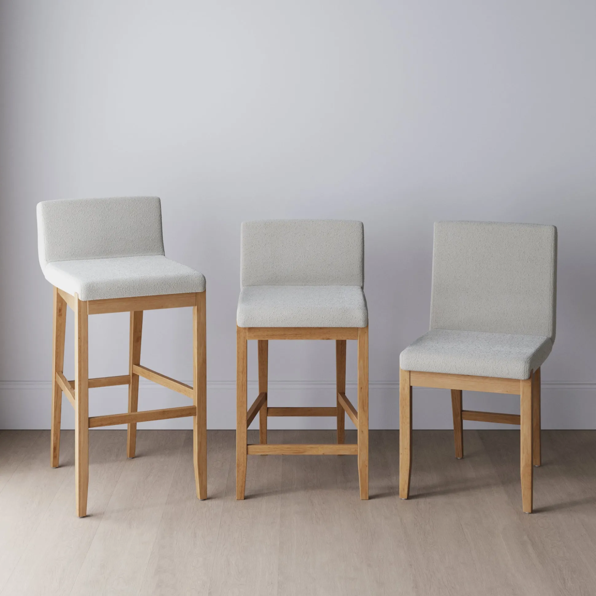 Wood Boucle Counter Height Bar Stool Warm Pine