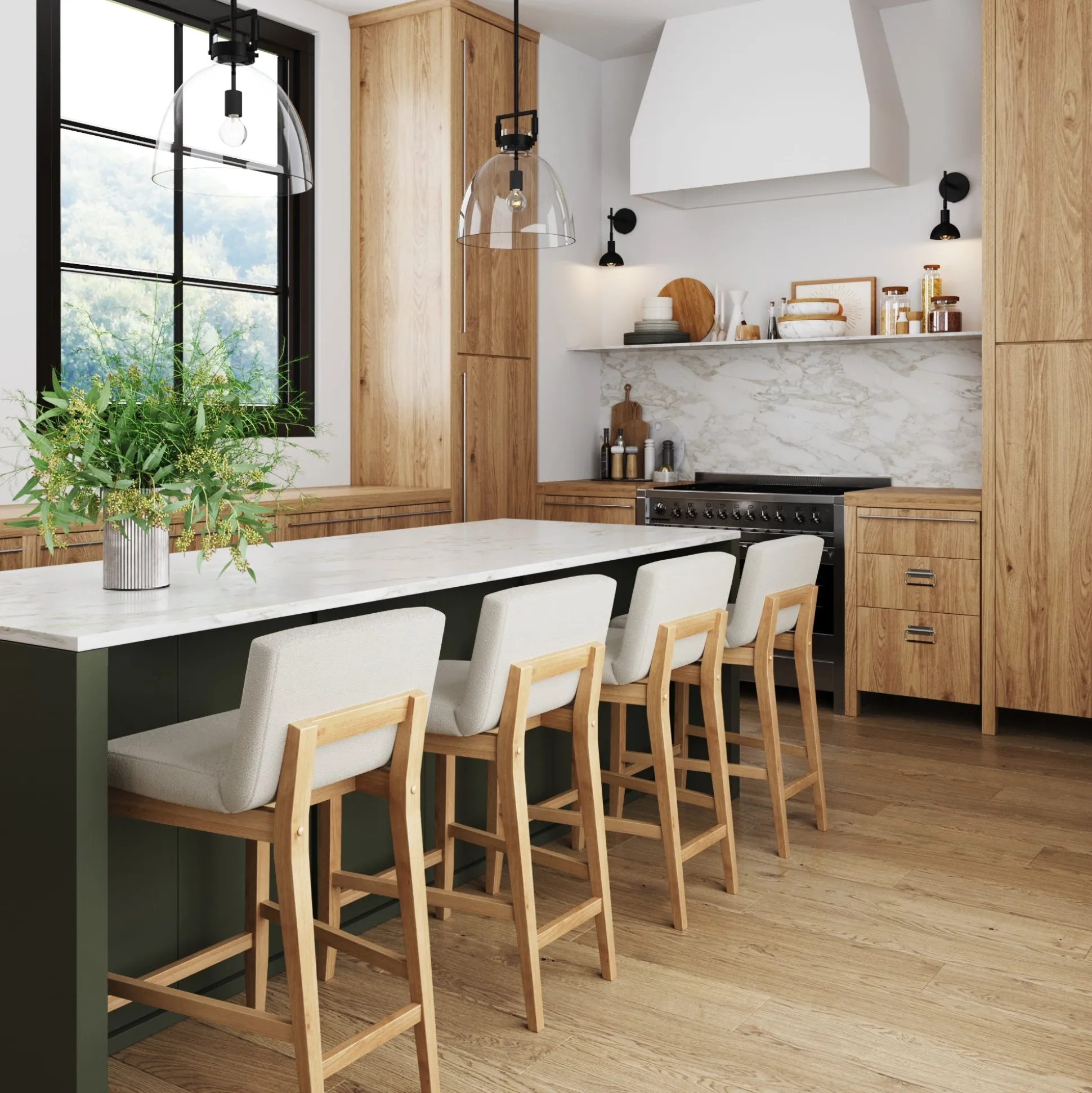 Wood Boucle Counter Height Bar Stool Warm Pine