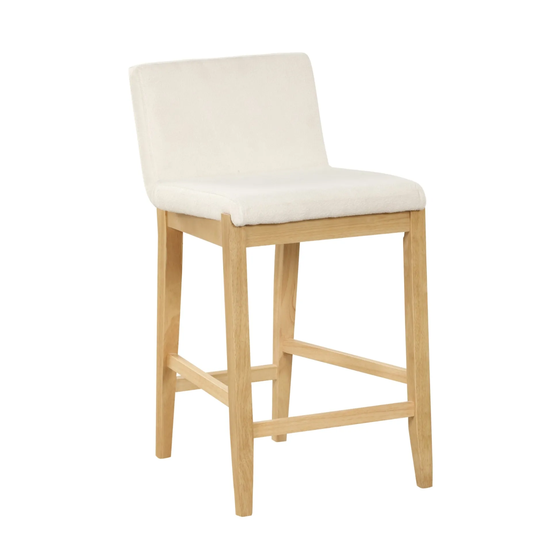 Wood Boucle Counter Height Bar Stool Warm Pine