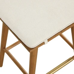 Wood & Boucle Counter Height Bar Stools Brown