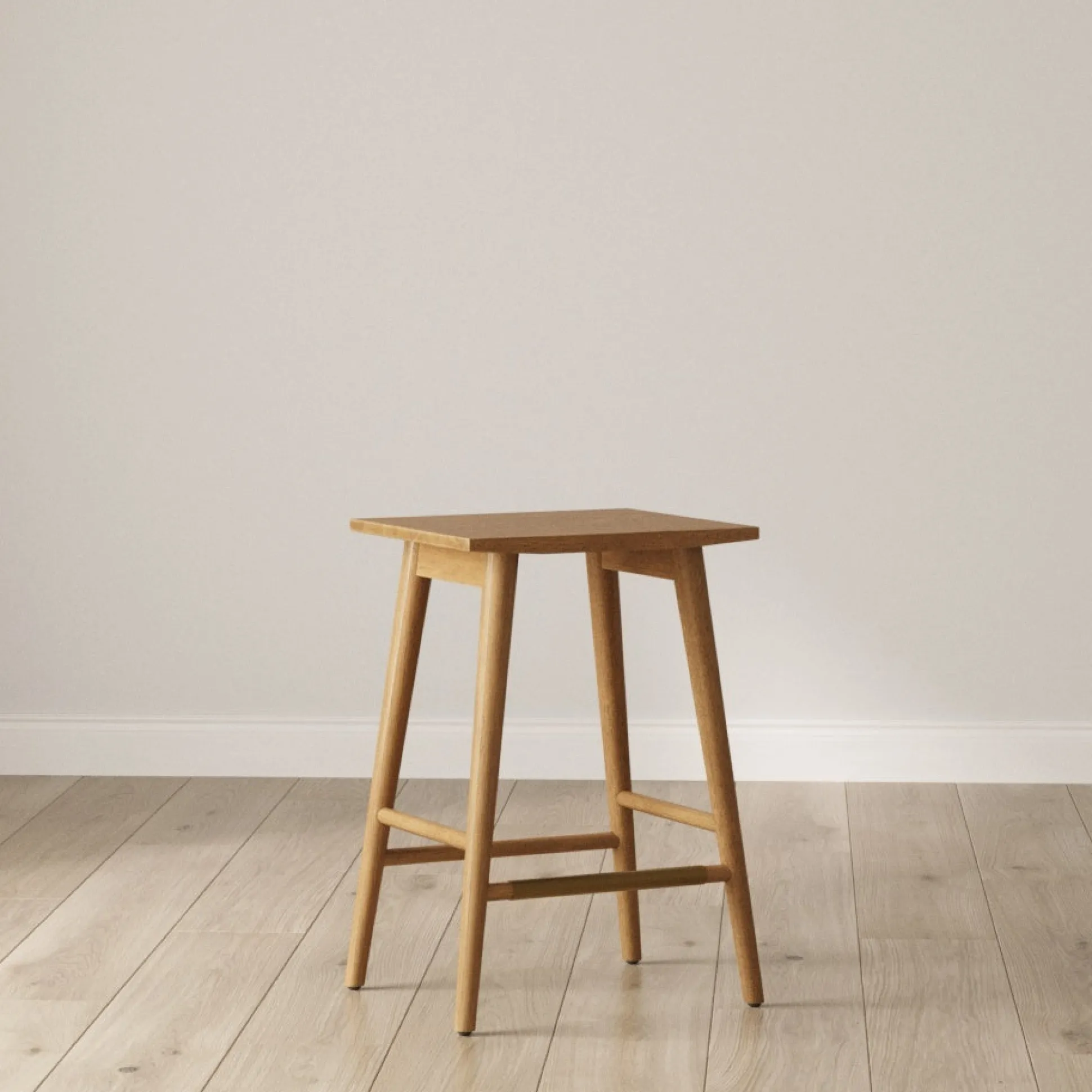 Wood & Boucle Counter Height Bar Stools Brown