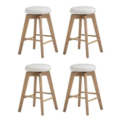 Wood Boucle Counter Height Swivel Counter Stool White Oak (Set of 4)