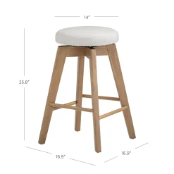 Wood Boucle Counter Height Swivel Counter Stool White Oak (Set of 4)