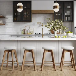 Wood Boucle Counter Height Swivel Counter Stool White Oak (Set of 4)