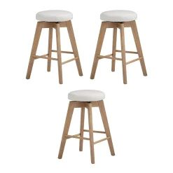 Wood Boucle Counter Height Swivel Counter Stool White Oak (Set of 3)
