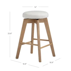 Wood Boucle Counter Height Swivel Counter Stool White Oak (Set of 3)