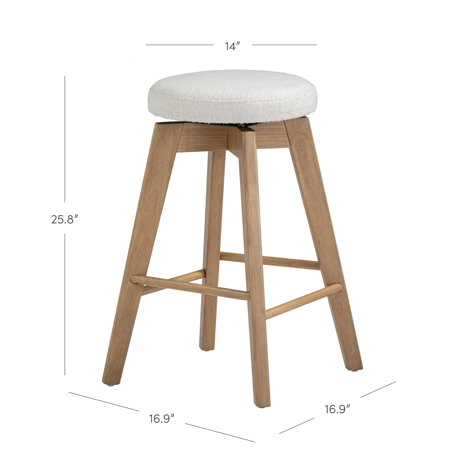 Wood Boucle Counter Height Swivel Counter Stool White Oak (Set of 3)