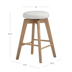 Wood Boucle Counter Height Swivel Counter Stool White Oak