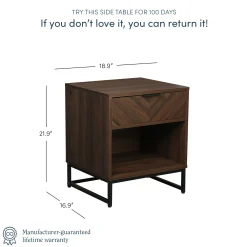 Wood Cabinet Herringbone Nightstand Walnut